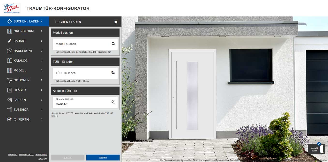 Bild des Traumtür Konfigurators von Fensterbau Elbe Elster