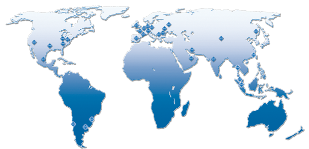 Weltkarte mit VEKA Niederlassungen
