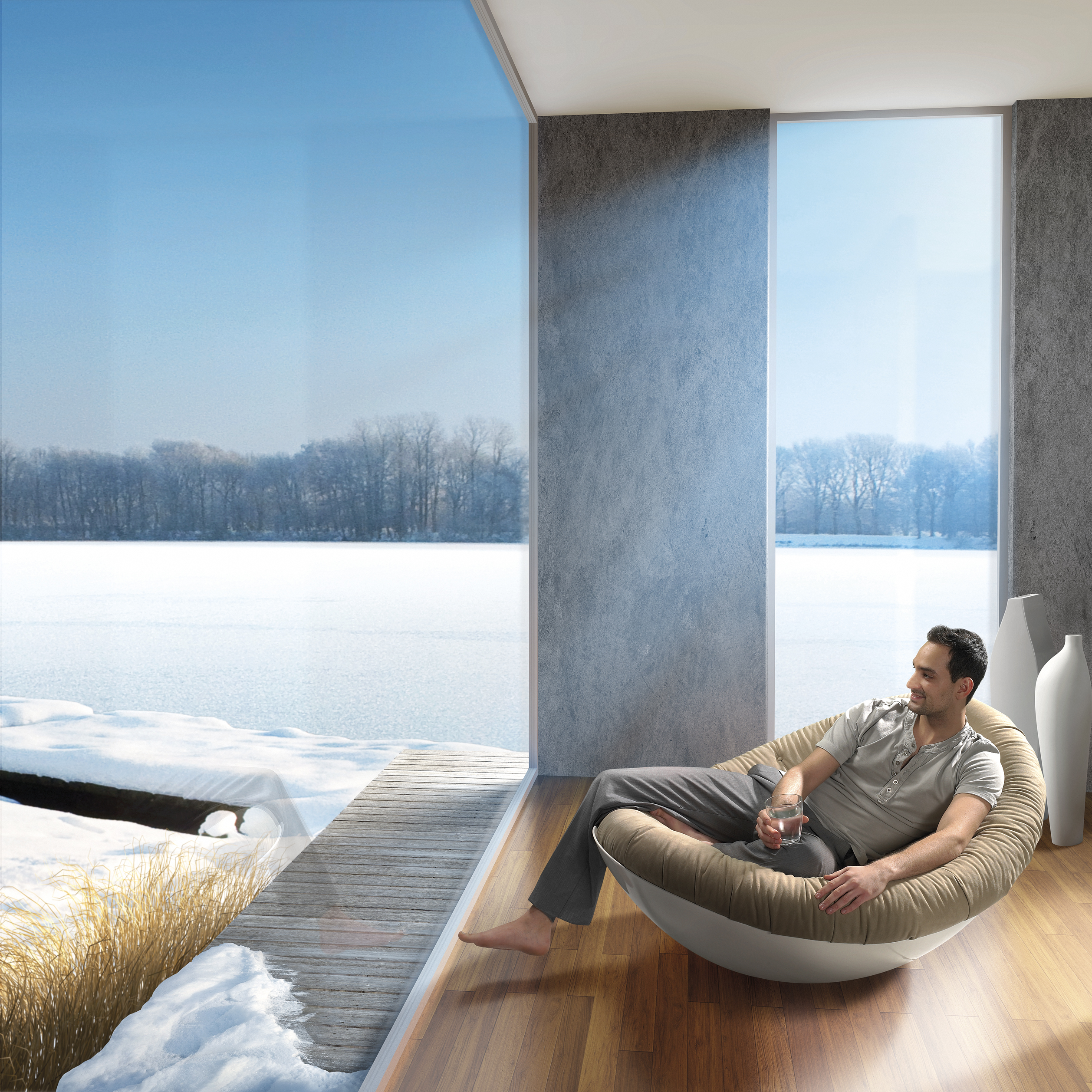 Anlage 3 Heller Raum durch große Glasfronten